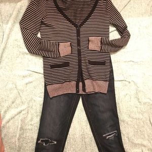 Striped button Cardigan